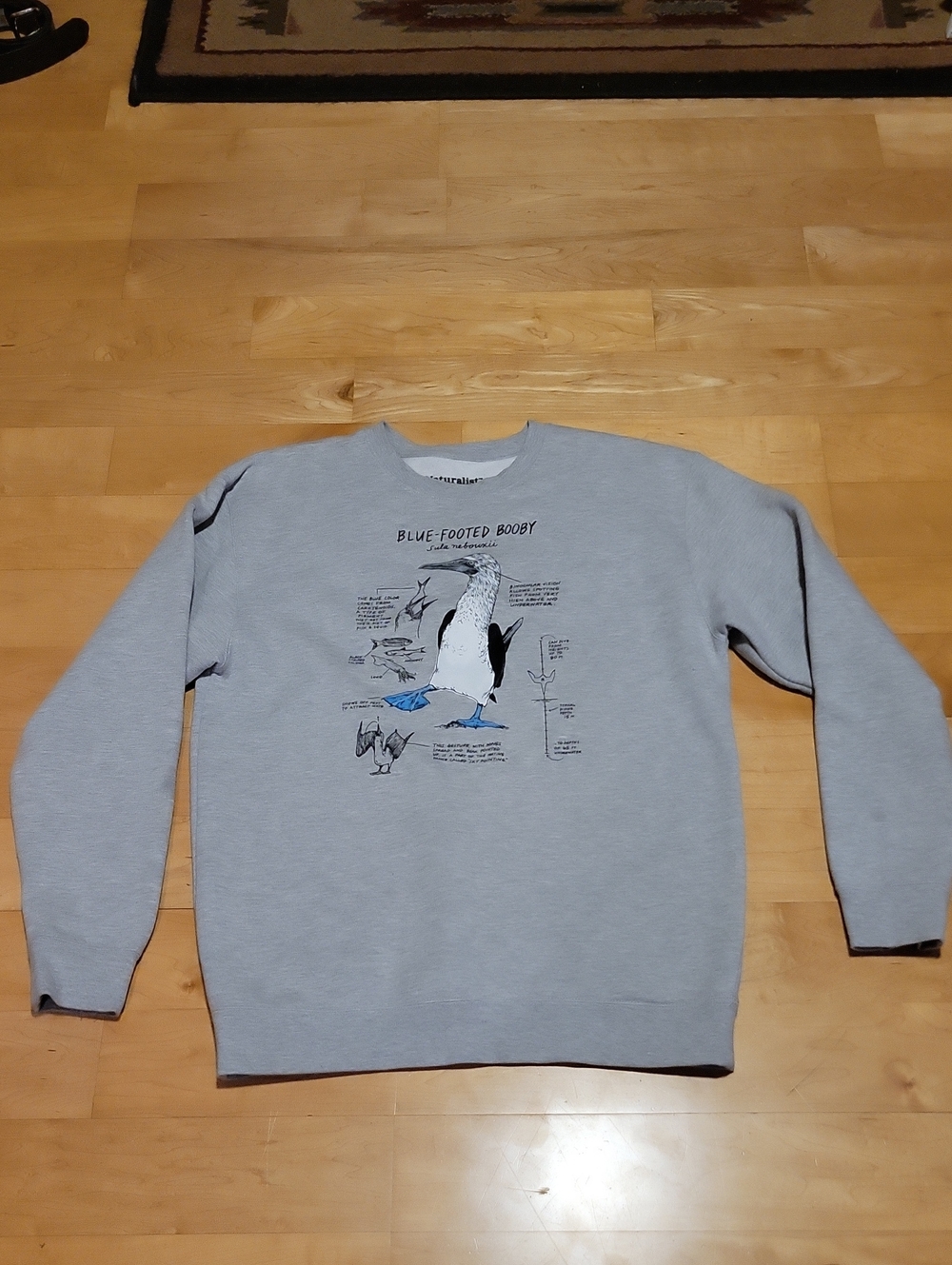 Naturalist Blue Footed Booby Long Sleeve Gray Sweatshirt Mens M